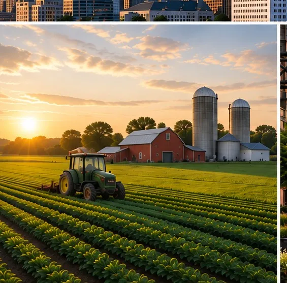 Farmland at sunset in Central Ohio
